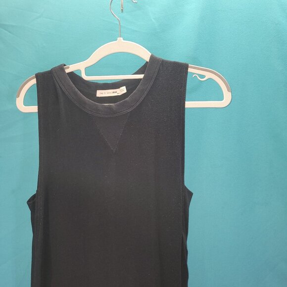 Rag & Bone/Jean Black Sleeveless Midi Dress Size M Cotton & Modal Blend Made In - Picture 2 of 11